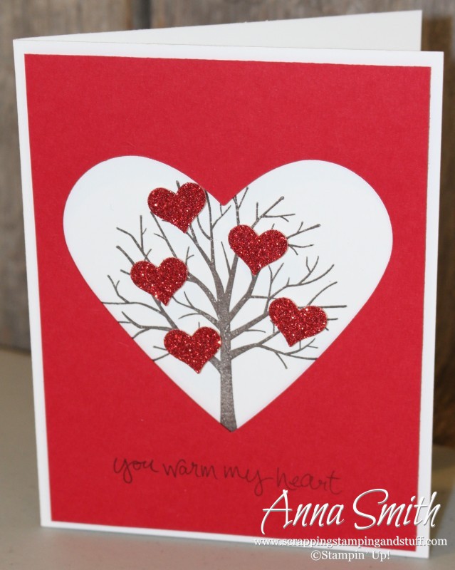 Valentine's card made with the Sheltering Tree stamp set.