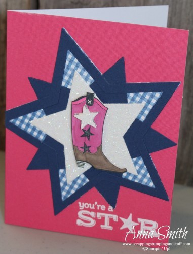 Stampin' Up! Bootiful Occasions You're a Star card. Uses Pictogram Punches stamp set and stars framelits also.