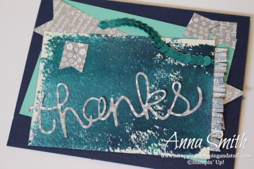 Watercolor Thank You card using Stampin' Up! Hello You thinlits dies