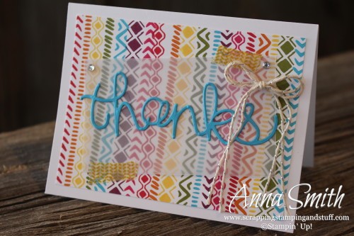 Rainbow Borders Thank You Card made with Bohemian Borders stamp set and Hello You Thinlits