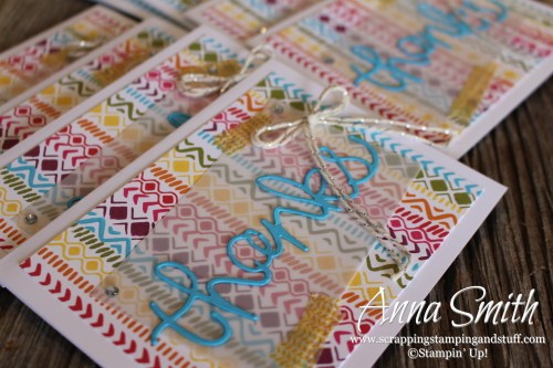 Rainbow Borders Thank You card made with Bohemian Borders stamp set and Hello You Thinlits