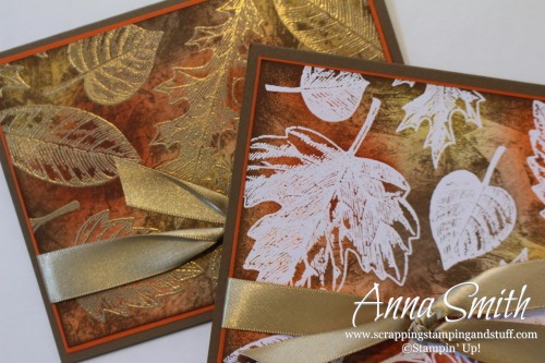 Vintage Leaves Emboss Resist Card with tissue stamping