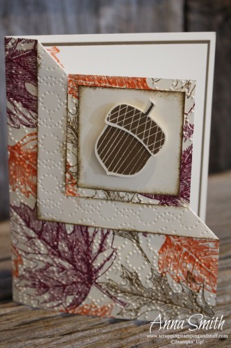 Acorny Fancy Fold Corner Card using Vintage Leaves and Acorny Thank you stamp sets
