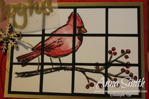 Joyful Season Cardinal Christmas Card using tile technique