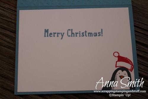 Snow Way Penguin and Igloo Card using Stampin' Up! Snow Friends and Snow Place bundle and brick wall embossing folder
