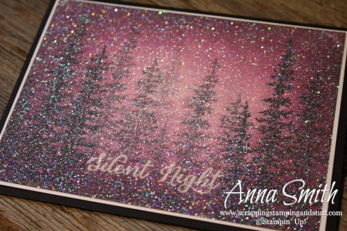 Blackberry Bliss Silent Night Card featuring Stampin' Up! Wonderland stamp set and lots of glitter! I love purple and sparkles!