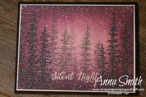 Blackberry Bliss Silent Night Card featuring Stampin' Up! Wonderland stamp set and lots of glitter! I love purple and sparkles!