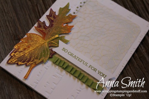 Grateful For You card using Stampin' Up! Vintage Leaves, Lighthearted Leaves and Winter Wonderland Designer Vellum