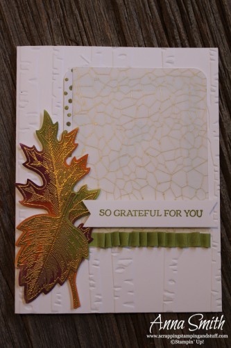 Grateful For You card using Stampin' Up! Vintage Leaves, Lighthearted Leaves and Winter Wonderland Designer Vellum