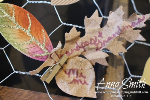 Thankful Tree Frame ICS Blog Hop using Stampin' Up! Vintage Leaves stamp set and leaflets dies. Lath frame, chicken wire and burlap ribbon.