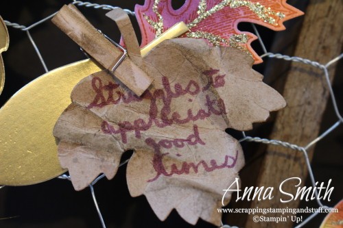Thankful Tree Frame ICS Blog Hop using Stampin' Up! Vintage Leaves stamp set and leaflets dies. Lath frame, chicken wire and burlap ribbon.