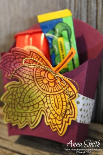 Thanksgiving Treat Boxes using the Stampin' Up! Fry Box die and Lighthearted Leaves stamp set