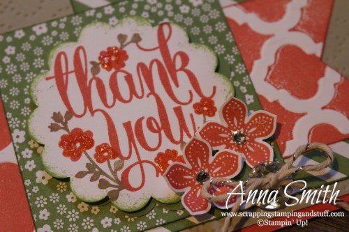 Pretty thank you card using Stampin' Up! Whole Lot of Lovely and Petite Petals stamp sets