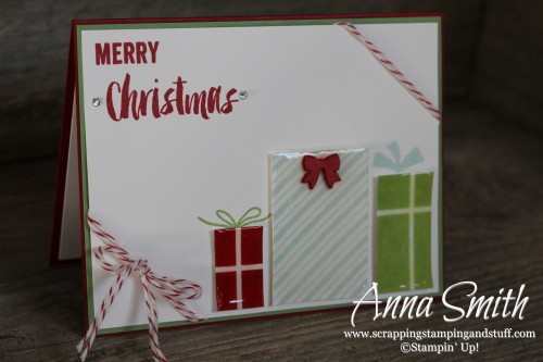 Stampin' Up! Your Presents Christmas Card also using Seasonal Snapshot stamp set #ppa276 #pp271