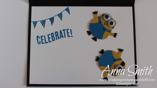 Minion Birthday Card using Stampin' Up! Owl Builder Punch, Big News and Celebrate Today stamp sets