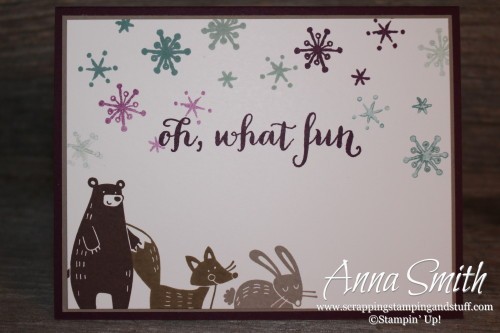 ICS Blog Hop Perfectly Packaged - Handmade Christmas Card using Thankful Forest Friends, Snow Place, Peaceful Pines and Oh What Fun stamp sets
