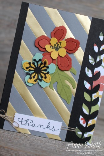 Sneak Peek!! Handmade Thank You featuring Stampin' Up! Botanical Blooms stamp set, framelits and designer paper, also Cottage Greetings stamp set