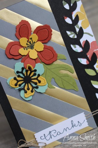 Sneak Peek!! Handmade Thank You featuring Stampin' Up! Botanical Blooms stamp set, framelits and designer paper, also Cottage Greetings stamp set