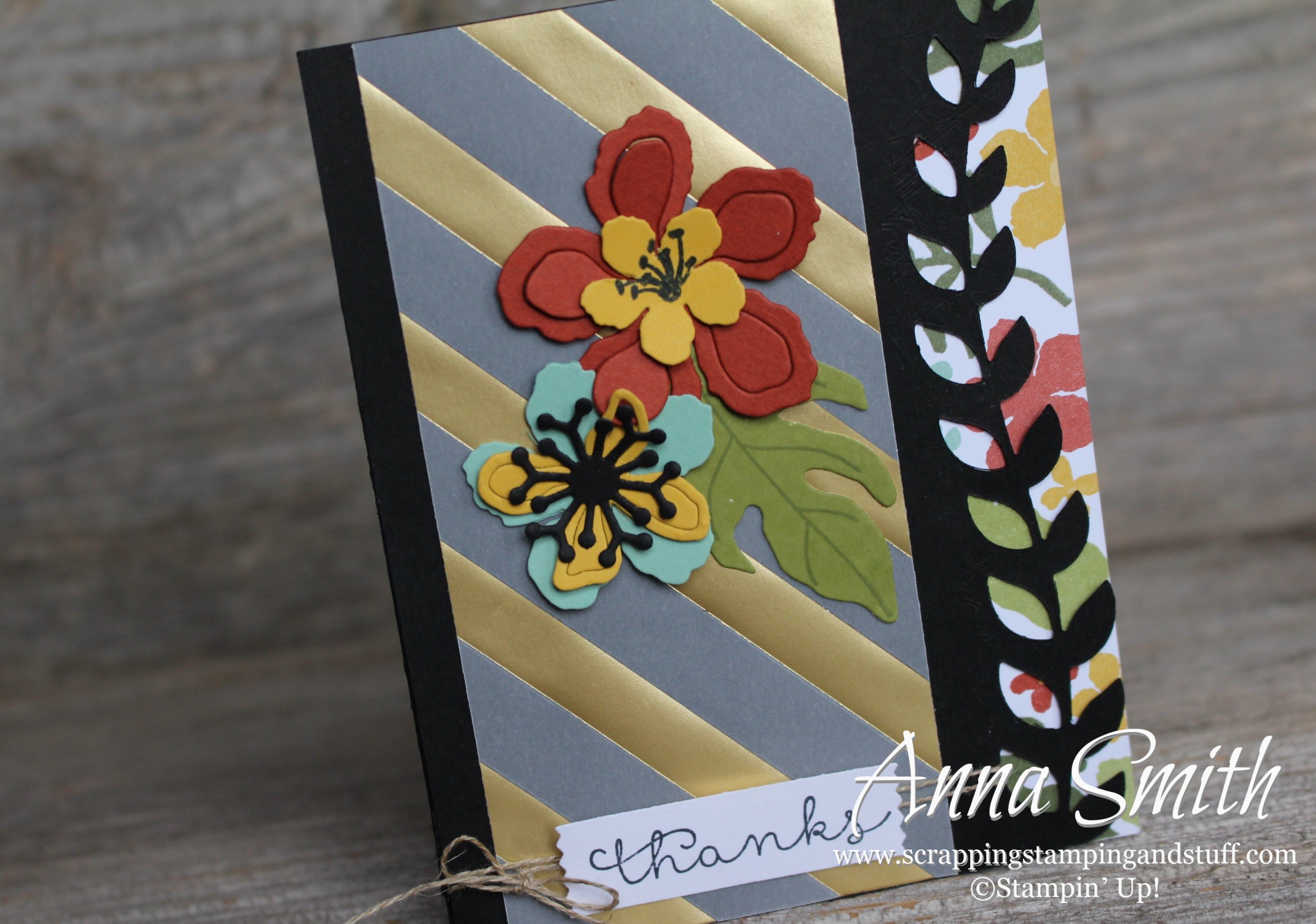 Sneak Peek!! Handmade Thank You featuring Stampin' Up! Botanical Blooms stamp set, framelits and designer paper, also Cottage Greetings stamp set