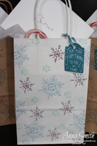 Stamped Snowflake Gift Bag using Endless Wishes and Merry Everything stamp sets