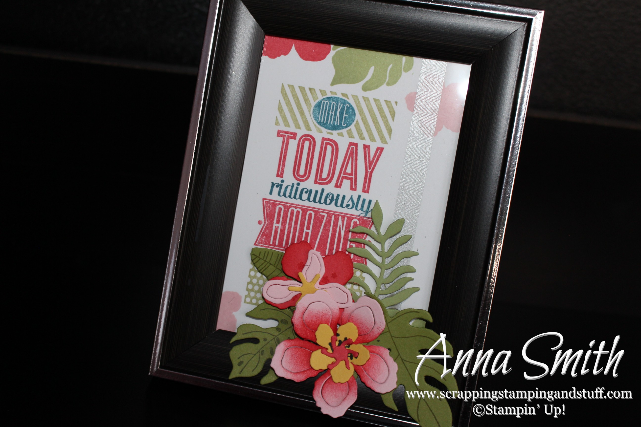 Stampin' Up! Stamped Framed Art using a picture frame and the Botanical Blooms and Amazing Birthday stamp sets