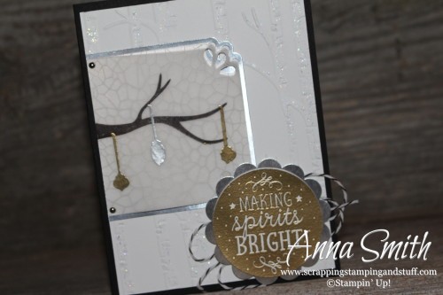 Among the Branches Christmas Card - this stamp set is retiring soon! Also uses the Woodland embossing folder.