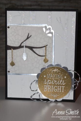 Among the Branches Christmas Card - this stamp set is retiring soon! Also uses the Woodland embossing folder.