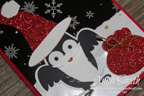 Howl-O-Ween Santa Card using Howl-O-Ween Treat stamp set, Boo to You framelits and Winter Wonderland designer paper- all on sale now!