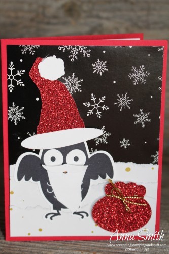 Howl-O-Ween Santa Card using Howl-O-Ween Treat stamp set, Boo to You framelits and Winter Wonderland designer paper- all on sale now!