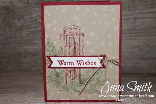Sled Christmas Card made using Stampin' Up! Winter Wishes stamp set and the triple banner punch