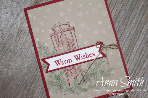 Sled Christmas Card made using Stampin' Up! Winter Wishes stamp set and the triple banner punch