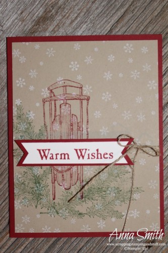 Sled Christmas Card made using Stampin' Up! Winter Wishes stamp set and the triple banner punch