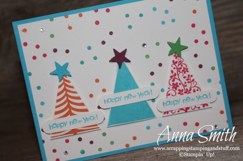 Celebrate the New Year Card made with Stampin' Up! Festival of Trees stamp set and tree punch. It's a great birthday card too!