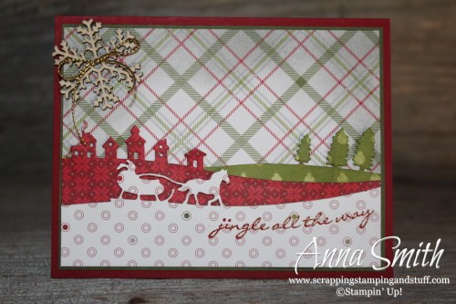 Merry Christmas Card using Sleigh Ride Edgelits and Jingle All the Way stamp set