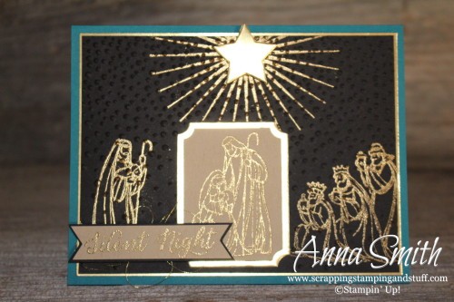 Silent Night Card made using Stampin' Up! All Ye Faithful stamp set and softly falling embossing folder