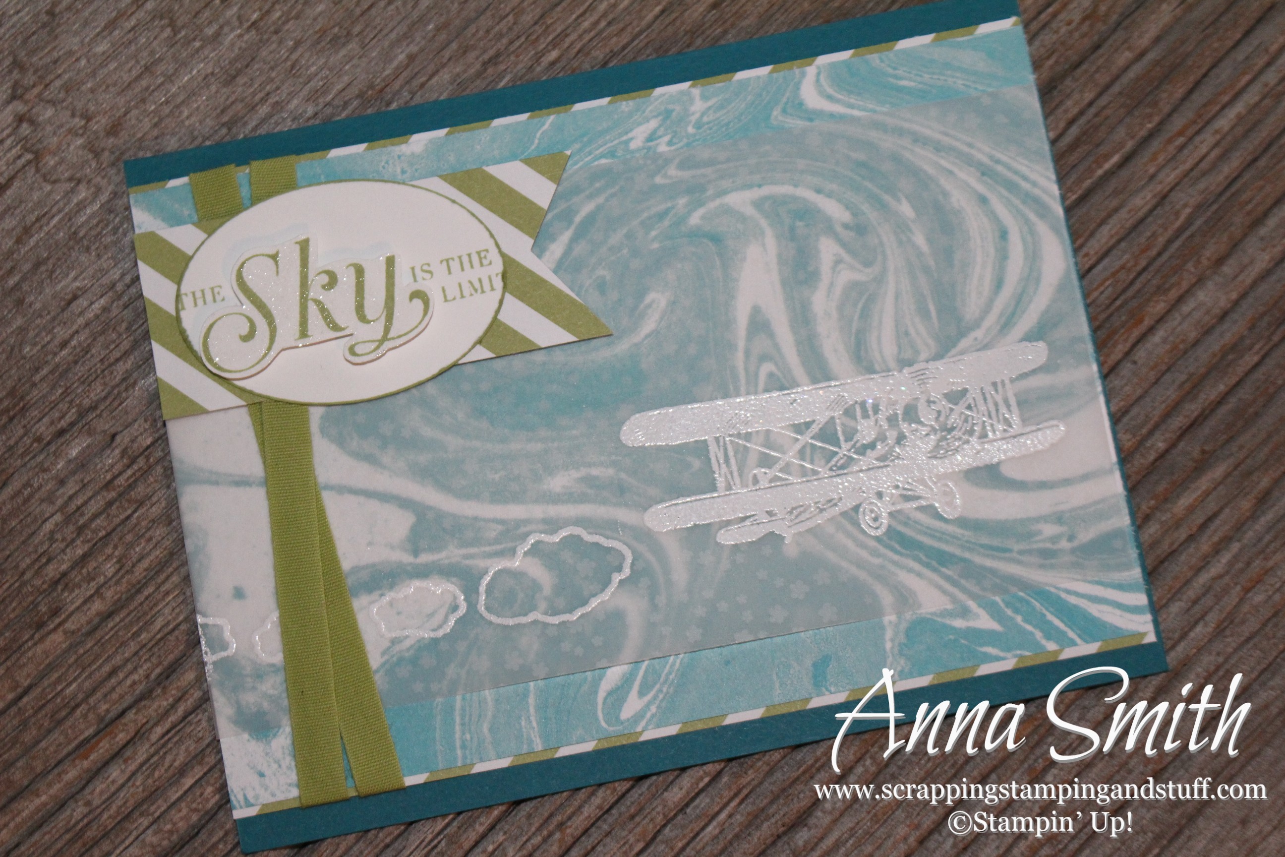 Sky is the Limit Card using Sale-a-bration gifts Sky is the Limit stamp set, Perfectly Artistic paper and Botanical Gardens designer vellum