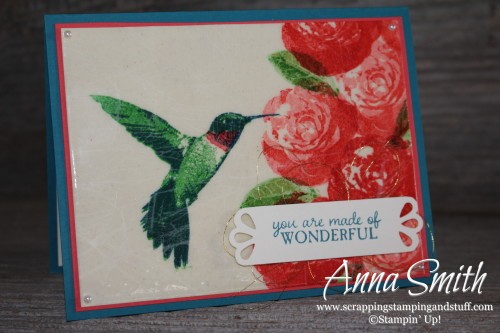 Cracked Glass Technique Hummingbird Card made with Stampin' Up! Picture Perfect stamp set