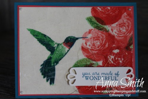 Cracked Glass Technique Hummingbird Card made with Stampin' Up! Picture Perfect stamp set