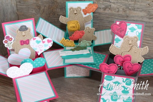 Card in a Box with video tutorial and written instructions. Made with Bear Hugs stamp set and Have a Cuppa designer paper