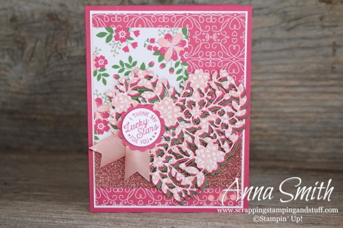 Valentine's Day Card made with Stampin' Up! Bloomin' Love dies, Going Global stamp set and love blossoms designer paper