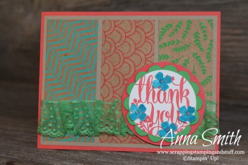 Mod Thank You Card made with A Whole Lot of Lovely stamp set and Shine On specialty paper