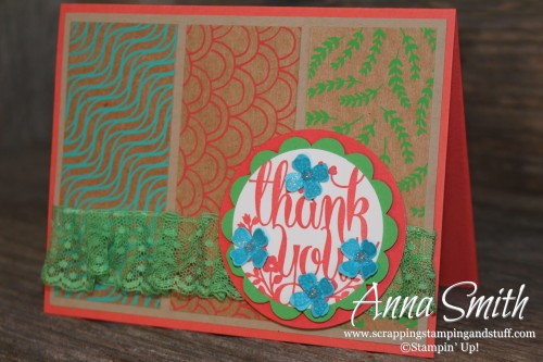 Mod Thank You Card made with A Whole Lot of Lovely stamp set and Shine On specialty paper