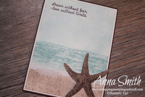 Picture Perfect beach scene and starfish card made with Stampin' Up! Picture Perfect and Timeless Textures stamp sets