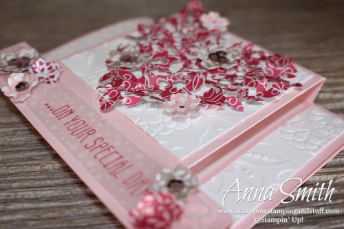 It's a Love Thing Fancy Fold Wedding Valentine's Card using Bloomin' Heart Thinlits, Botanicals For You and Big News stamp sets and Love Blossoms designer paper