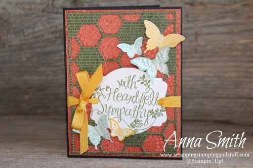 Hexagon Hive Butterfly Sympathy Card made with Stampin' Up! Heartfelt Sympathy and Papillon Potpourri stamp sets and Hexagon Hive thinlits
