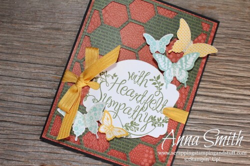 Hexagon Hive Butterfly Sympathy Card made with Stampin' Up! Heartfelt Sympathy and Papillon Potpourri stamp sets and Hexagon Hive thinlits