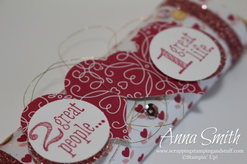 Valentine's Treat Candy Bar Wrapper made with Stampin' Up! Love Blossoms designer paper, sweetheart punch and Something to Say stamp set