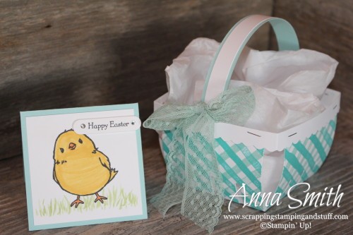 Easter Berry Basket and Chick Easter Card made with Honeycomb Happiness, Teeny Tiny Wishes and Brushstrokes stamp sets