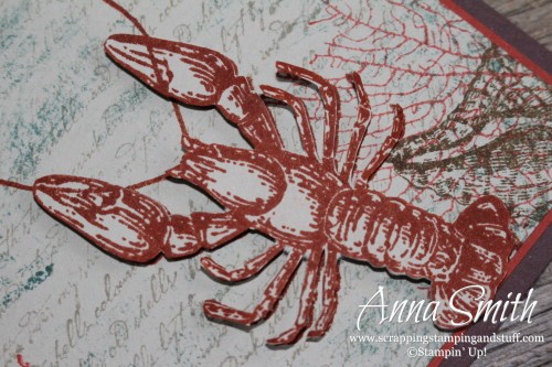 Masculine Birthday Card made with Stampin' Up! By the Tide and Tag Talk stamp sets. Ocean, lobster, shells and coral.