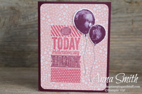 Pink Amazing Birthday Card with Balloon Builder stamp set